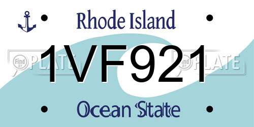 1VF921 Rhode Island License Plate