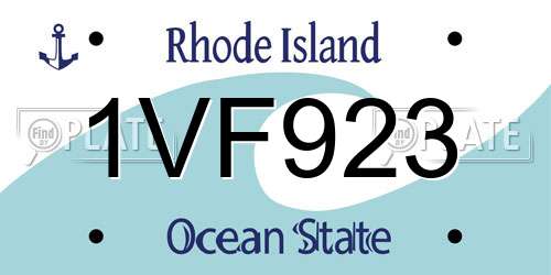 1VF923 Rhode Island License Plate