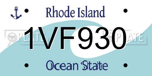 1VF930 Rhode Island License Plate