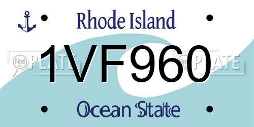 1VF960 Rhode Island License Plate