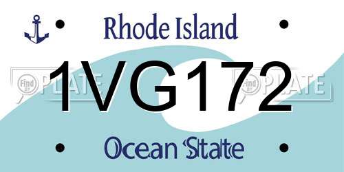 1VG172 Rhode Island License Plate