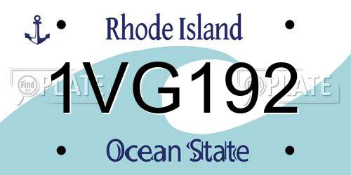 1VG192 Rhode Island License Plate
