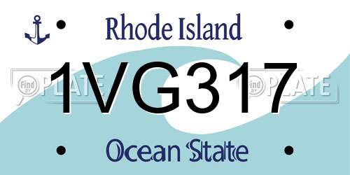 1VG317 Rhode Island License Plate