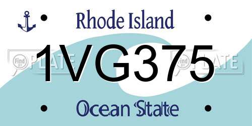 1VG375 Rhode Island License Plate