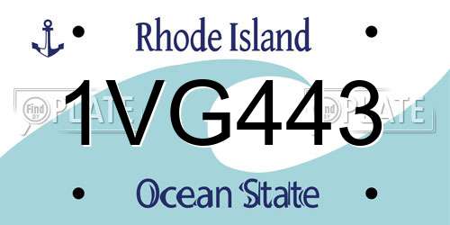 1VG443 Rhode Island License Plate