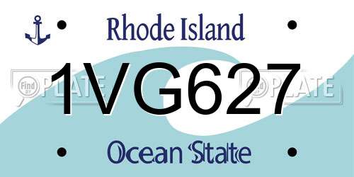1VG627 Rhode Island License Plate