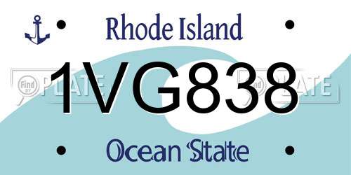 1VG838 Rhode Island License Plate