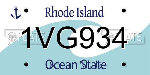 1VG934 Rhode Island License Plate