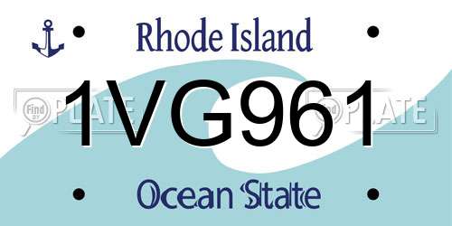 1VG961 Rhode Island License Plate