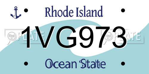 1VG973 Rhode Island License Plate