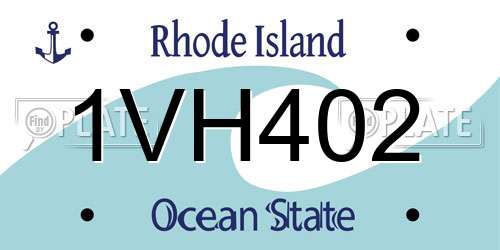 1VH402 Rhode Island License Plate