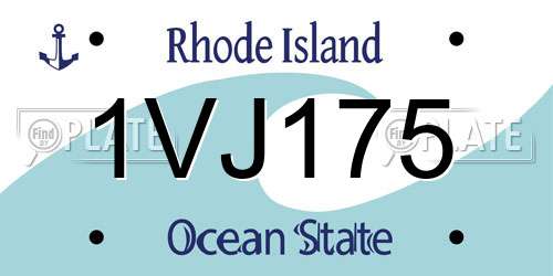 1VJ175 Rhode Island License Plate