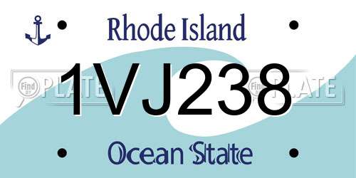 1VJ238 Rhode Island License Plate
