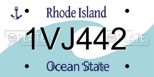 1VJ442 Rhode Island License Plate