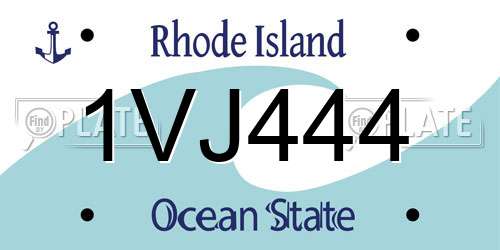 1VJ444 Rhode Island License Plate