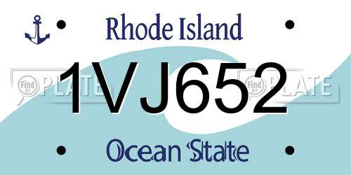 1VJ652 Rhode Island License Plate