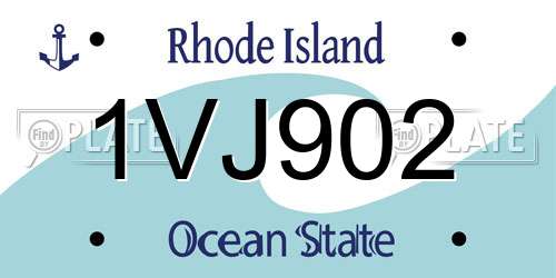 1VJ902 Rhode Island License Plate