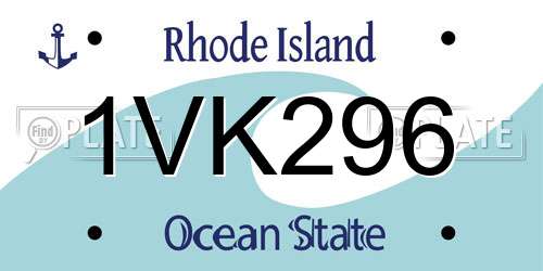 1VK296 Rhode Island License Plate