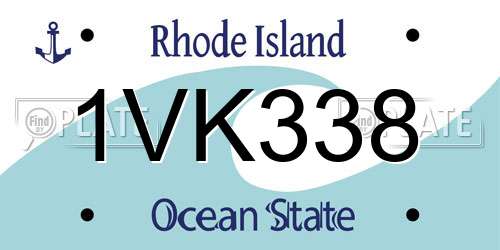 1VK338 Rhode Island License Plate