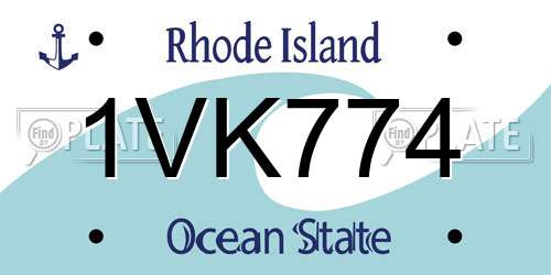 1VK774 Rhode Island License Plate
