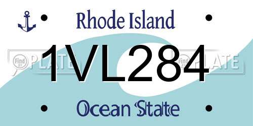 1VL284 Rhode Island License Plate