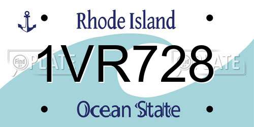 1VR728 Rhode Island License Plate