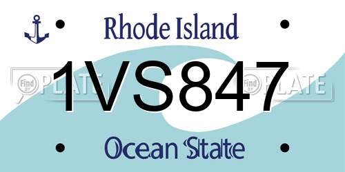 1VS847 Rhode Island License Plate