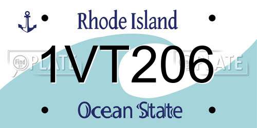 1VT206 Rhode Island License Plate
