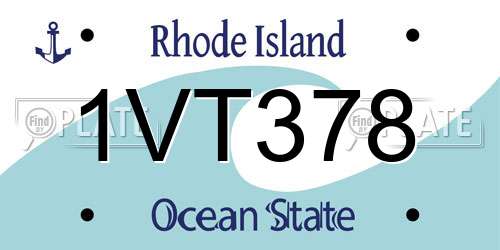 1VT378 Rhode Island License Plate