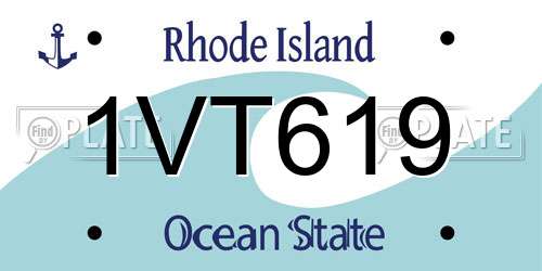 1VT619 Rhode Island License Plate