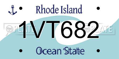 1VT682 Rhode Island License Plate