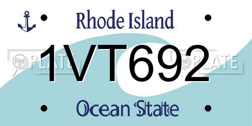 1VT692 Rhode Island License Plate
