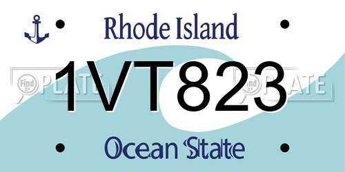 1VT823 Rhode Island License Plate