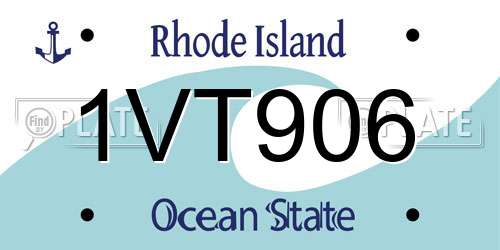1VT906 Rhode Island License Plate