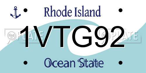 1VTG92 Rhode Island License Plate