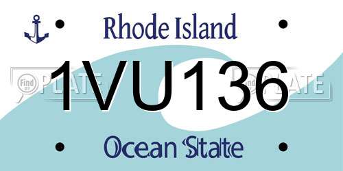 1VU136 Rhode Island License Plate