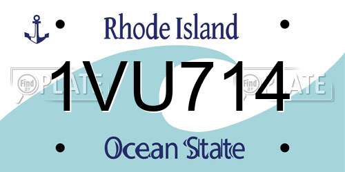 1VU714 Rhode Island License Plate