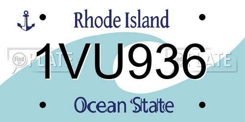 1VU936 Rhode Island License Plate