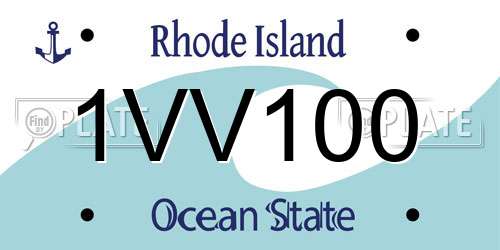 1VV100 Rhode Island License Plate