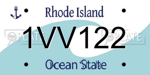 1VV122 Rhode Island License Plate
