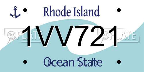1VV721 Rhode Island License Plate