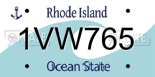 1VW765 Rhode Island License Plate