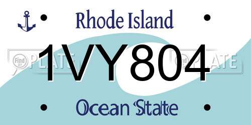 1VY804 Rhode Island License Plate