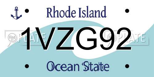 1VZG92 Rhode Island License Plate