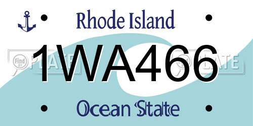 1WA466 Rhode Island License Plate