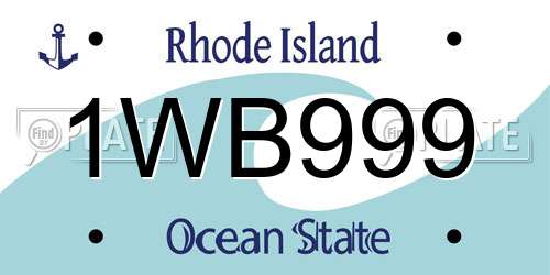 1WB999 Rhode Island License Plate