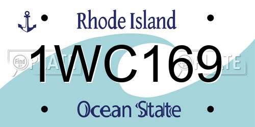 1WC169 Rhode Island License Plate