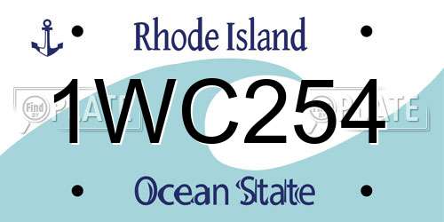 1WC254 Rhode Island License Plate