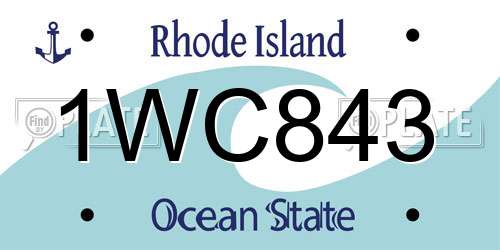 1WC843 Rhode Island License Plate