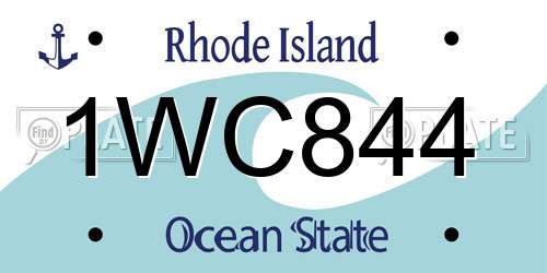1WC844 Rhode Island License Plate